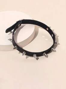 1 chiếc vòng cổ choker bằng da sẫm màu có đinh tán hợp kim Gothic Punk độc đáo dành cho nam và nữ, thích hợp cho các sự kiện tiệc nhạc Rock - màu đen - Xem 1