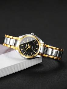 2pcs Classic Elegant Minimalist Scale Dial Quartz Wristwatches, Fashion Couple Watches, No Watch Box Included