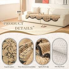 Funda de sofá/sillón de terciopelo con estampado floral, funda de sofá seccional antideslizante, funda protectora de sofá de terciopelo, funda de sofá seccional con estampado floral, funda antideslizante para sofá - Marrón - Ver 5