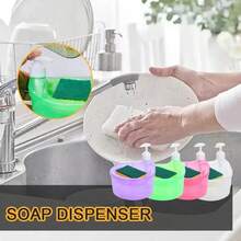 Soap DispenserCreative Kitchen Dishwashing Liquid Dispenser Kitchen Dish Soap Dispenser With Sponge Liquid Pump Soap Container - Verde - Ver 3