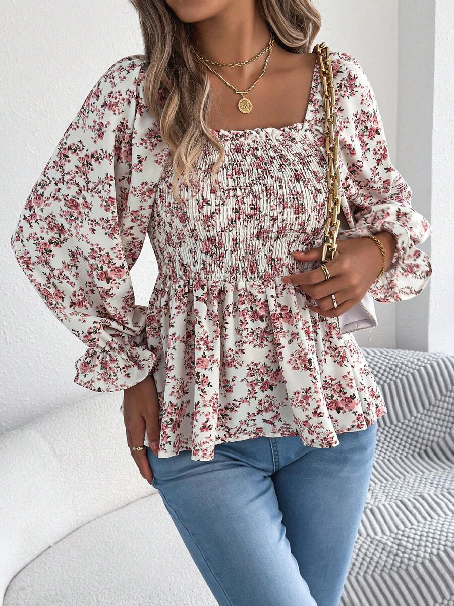 Spring And Summer Women's  Casual Vacation Style Cute Small Floral Shirt Top - trắng - Xem 1