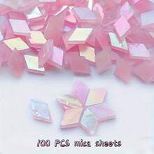 100 片菱形云母马赛克瓷砖，多色透明玻璃马赛克碎片，彩色玻璃碎片适用于手工艺品、灯具、马赛克画、灯笼、楼梯、壁炉表面装饰材料 - 彩色 - 查看 5