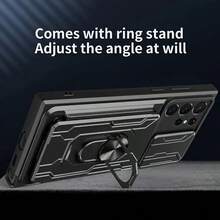 兼容 25 S24 S23 S22 Ultra A14 A32 A33 A35 A52 A53 A54 A55 A71 A73，滑动相机盖 + 全相机保护，卡钱包手机壳 + 360° 磁力环支架 + 车载磁吸，防震耐用手机壳 - 黑色 - 查看 10