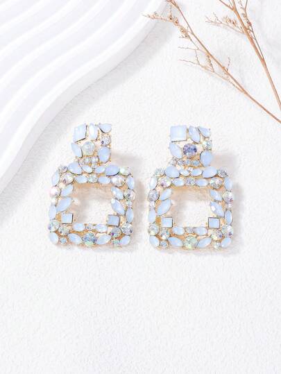 juran 1 Pair Diamond Geometric Earrings For Women, Holiday Party Jewelry Accessories