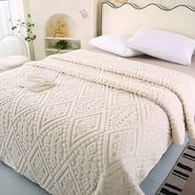 1pc Single-Layer Plain Color 3D Jacquard Texture Taffeta White All-Season Blanket, Modern Style Polyester 3D Jacquard Blanket, Bedspread Or Bed Sheet (Pillow Case Not Included) - RWhite - View 5