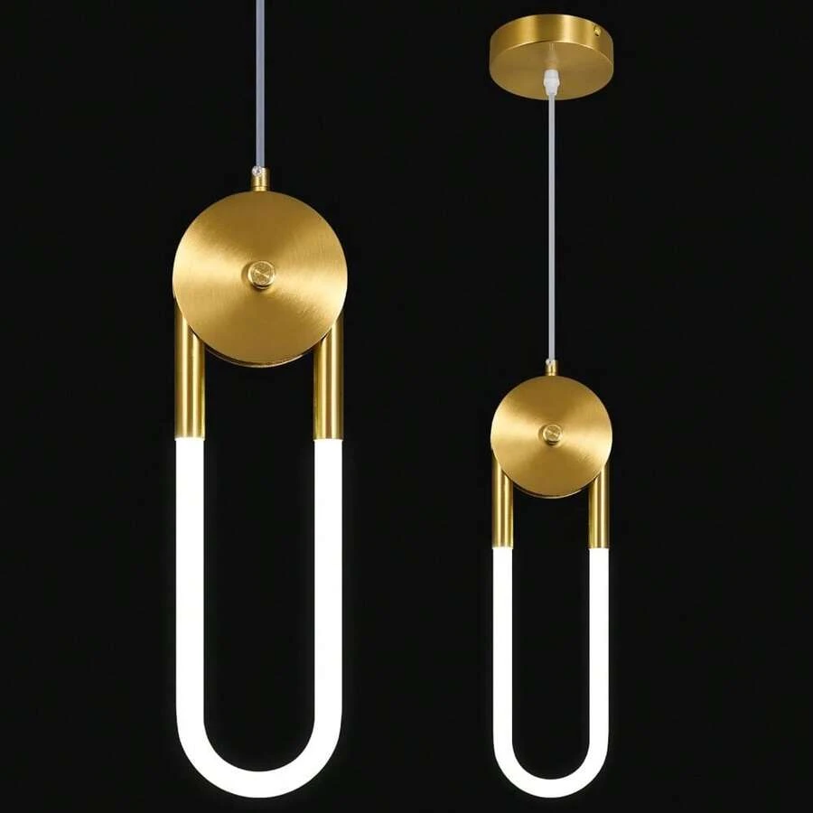 YQYYFC Modern Gold LED Pendant Light Fixture Oval Adjustable Pendant Lighting For Kitchen Island Living Room Dining Room Bedroom - Gold - View 1