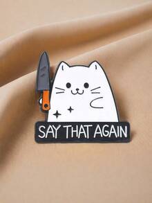 1枚可爱卡通猫咪持刀珐琅胸针，合金猫咪徽章，适合日常服装、背包、帽子装饰，是送给朋友和同学的绝佳礼物。 - 彩色 - 查看 7