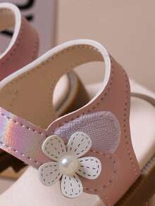 Girls' Sweet Floral Faux Pearl Sandals, Summer New Soft Sole Princess Shoes, Versatile Open Toe Toddler Walking Shoes - Pink - View 10