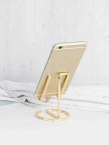1pc Stainless Steel Desktop Phone Holder, Modern Solid Color Mobile Phone Rack For Home - Multicolor - View 5