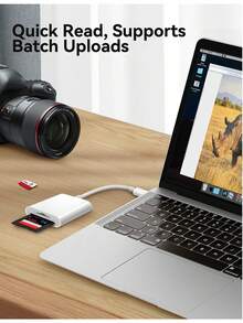 二合一存储卡适配器，USB-C/Lightning 转 SD/Micro SD 双卡槽读卡器，兼容 17/16/15/14/13/12/11 系列、Pro/Air/Mini 以及笔记本电脑 - 白色 - 查看 8