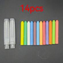 6pcs Chalk + 1pc Chalk Holder / 12pcs Chalk + 2pcs Chalk Holder / 24pcs Dustless Chalk + 3pcs Chalk Holder, Water-Soluble Bright Color Chalk Suitable For Teaching, Painting, Blackboard, Presentation,School Supplies,Back To School