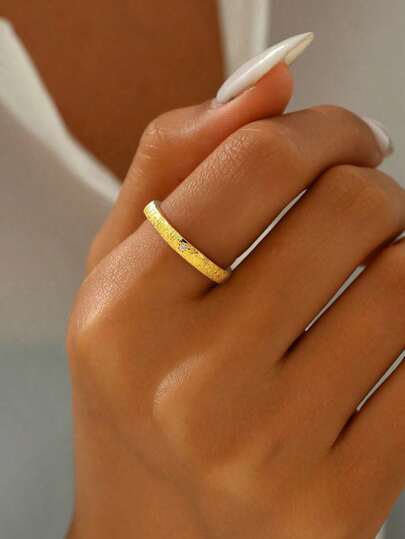 1pc Vintage Fine Glitter Meteorite Zirconia Plain Ring, Premium Simple Style, 925 Sterling Silver Women's Jewelry, Unique Design, Suitable For Daily Dating, Party Wear, Birthday Gift