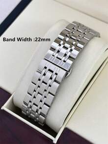 Pablo Raez 1pc Men's Exquisite Wristwatch, High-Quality AAA Grade Popular Brand, Brand New Luxury IPS Silver-Plated Dial, Stainless Steel Case, 50m Water Resistant, Minimalist Calendar, Men's Solid Steel Metal Casual Fashion Quartz Watch, Luminous Hands, Roman Numerals And Bar Markers, Black Premium Business Wristwatch, Suitable For Daily Wear, Birthday Gift For Father Or Male Friends. - one-size - View 10
