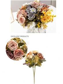 2PCS Romantic Rose Peony Bouquet Artificial Flowers Wedding/Home/Bedroom/Living Room/Dining Table Decoration/Bridal Bouquet, Valentine's Day, Birthday Party, Wedding Decoration Gifts
