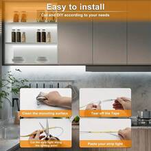 1pc 5V USB COB LED Light Strip With 3-Key Dimmer, Flexible Diode Lamp Strip, White/Warm White Available, Suitable For Room, TV, Mirror, Cabinet Backlighting - White Light - View 6