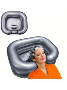 Inflatable PVC Drain Tube Hair Washing Basin Portable Foldable Adult Shampoo Bowl Suitable Home Sink Bathroom Decor Summer Bathroom Accessories Back To School