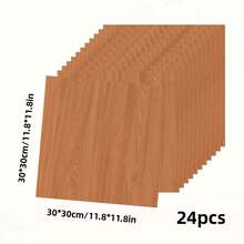 12/24pcs Self-Adhesive Wood Grain Floor/Wall Stickers, Easy To Install, Suitable For Indoor Wall & Floor Decoration, Waterproof, Anti-Mold, Anti-Oil, Anti-Slip - 彩色 - 查看 17