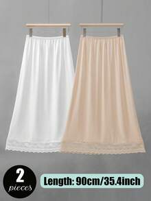 3 Pieces/2 Pieces Solid Color Length 35.4 Inches/31.5 Inches/27.6 Inches/23.6 Inches Multi Color Multi Specification Medium Long Lace Lace Lace Design Anti Glare Soft Anti-Static Inner Lining Half Waist Skirt Underskirt A-Line Hip Wrap Skirt, Suitable For Wearing In Spring, Summer And Autumn, Can Be Paired With Long Skirt To Prevent Glare. - Multicolor - View 30