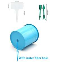 Conjunto de vasos de flores de ferro metálico com 7 peças, inclui 5 vasos de flores de metal, 5 etiquetas de plástico e 1 kit de ferramentas de transplante, para jardim de varanda, vasos de plantas com ganchos removíveis