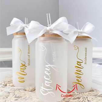 Personalized Glass Tumblers | Bridesmaid Tumblers | Iced Coffee Cup | Personalized Gifts | Proposal Box Gifts | Birthday Gift | Bride, Multi-Functional, Ornamental, Reusable, Exquisite, Stylish, High-Quality, Colorful, Unique, Ideal Gifts For Her, Boyfriend, Dad, Girlfriend, Mom, Family, Friends, Tea Room, Home, Garden, Office, For Anniversaries, For Valentine's Day, For Mother's Day, For Birthdays, For Father's Day, For Weddings, For Housewarming, Home Refresh, Brunch-Ready, Warm Ambience, Home & Living, Customized Cups