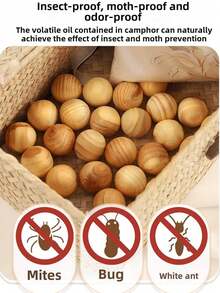 100PCS Natural Camphor Balls, Cedar Scented Home Wardrobes, Insect Proof, Mildew Proof And Insect Proof Bathrooms, Natural Camphor Balls, Cedar Fragrance Home Closet Moth Repellent, Anti-Mold & Anti-Insect For Bathroom