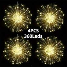 1-To-4 Solar Powered Remote Control Fairy String Lights, Fireworks Lights, Tent Atmosphere Lights, Dandelion Hanging Copper Wire Lights
