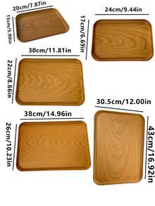 1 pièce Plateau style Ins effet bois, plateau de service rectangulaire en matière plastique, plateau à desserts pour café, plat de rangement, assiette à gâteau et collation