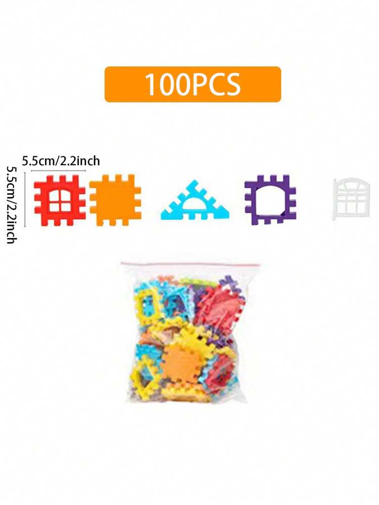 25/50/70/100 Peças Blocos de Construção Infantis Quebra-cabeça Casa Castelo Brinquedos Educacionais de Construção para Meninos e Meninas (Acessórios de Cores Aleatórias) - Multicolorido - Visão 10