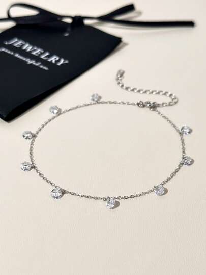 1 Piece Of 925 Sterling Silver Zirconia Ankle Chain, High-End And Atmospheric, Retro Design, Suitable For Wearing And Giving Gifts During Festivals, Music Festivals