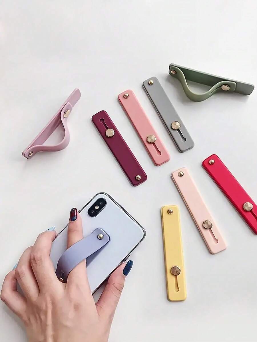 Colorful Candy-Colored Mobile Phone Grip And Stand, Compact, Multi-Functional Push-Pull Ring Holder With Secure Hand Band Compatible With IPhone, Android Phone, Gift For Birthday, Family, Friends Finger Ring Holder, Phone Accessories - Multicolor - View 1