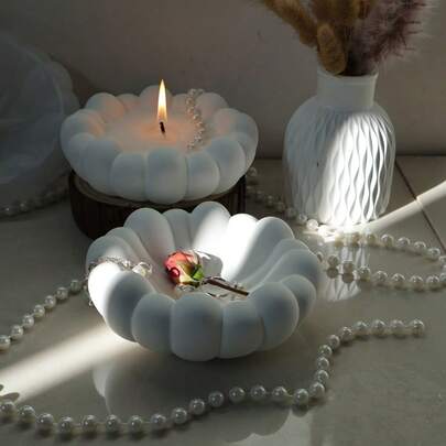 云形圆形珠宝托盘硅胶模具、沙发烛台模具、树脂套件 DIY 环氧树脂模具、珠宝盘杯垫模具、石膏混凝土模具、家居装饰工艺品