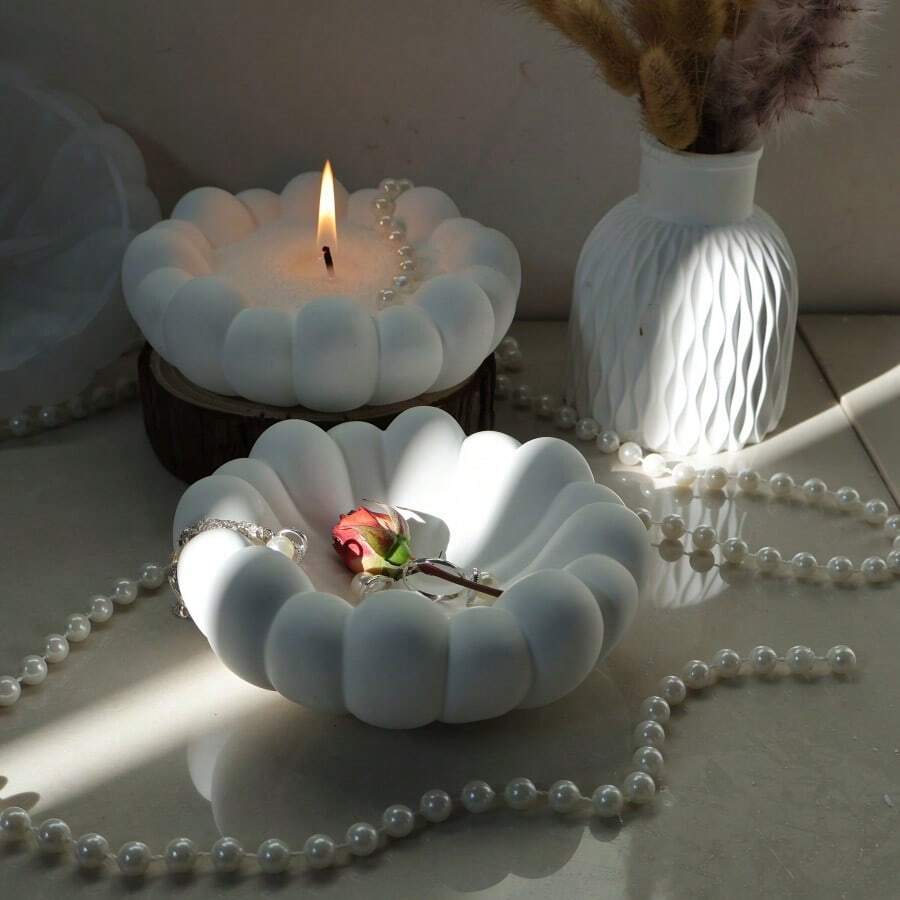 云形圆形珠宝托盘硅胶模具、沙发烛台模具、树脂套件 DIY 环氧树脂模具、珠宝盘杯垫模具、石膏混凝土模具、家居装饰工艺品