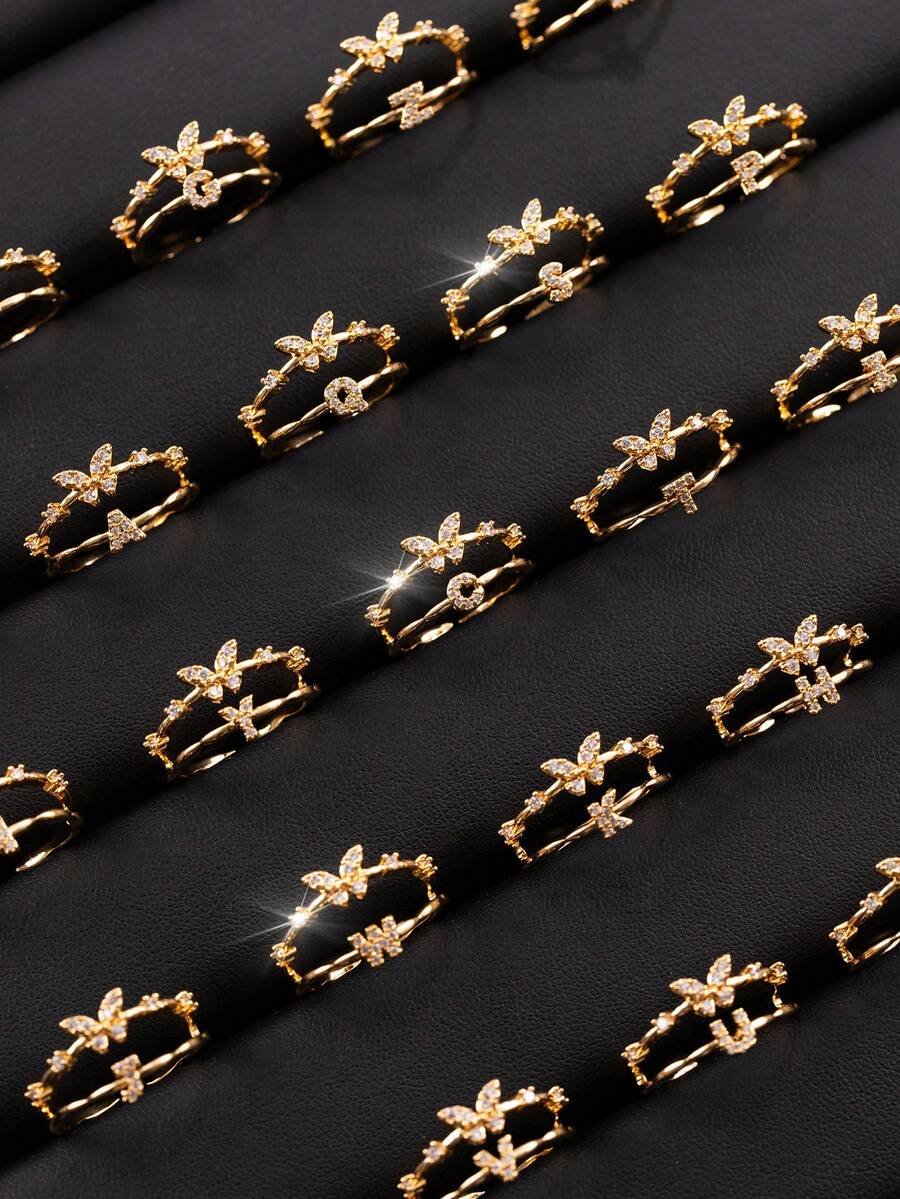 1 件复古风格儿童 26 个首字母戒指是最适合商业的定制礼物