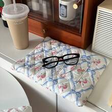 1 szt. koreańskiej małej torby na notebooka z kokardą i świeżym kwiatowym wzorem, 11/13/15 cali, damska torba na tablet - Wielokolorowe - Zobacz 4