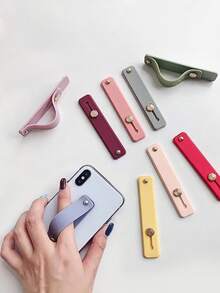 Colorful Candy-Colored Mobile Phone Grip And Stand, Compact, Multi-Functional Push-Pull Ring Holder With Secure Hand Band Compatible With IPhone, Android Phone, Gift For Birthday, Family, Friends Finger Ring Holder, Phone Accessories - Multicolor - View 2