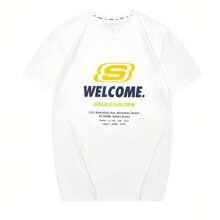 Skechers Paar Kurzarm T-Shirts, neue sommerliche atmungsaktive weiße Baumwoll Strick Sport Shirts