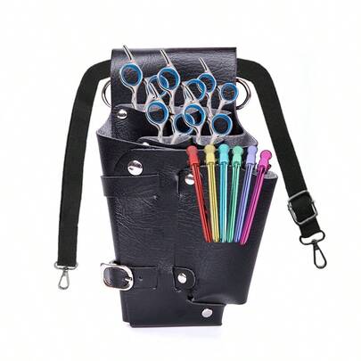 AliLeader 美发师剪刀包，PU皮革腰包，专业美发沙龙工具收纳腰包，带腰带，适用于发型师、美发、旅行、美发产品、美发工具、美发配件、理发师、理发店、美发沙龙