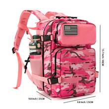 25 Litri Zaino tattico Zaino com grande capacidade para sopravvivenza em campeggio di 3 dias com portabottiglie d'acqua Zaini da viaggio - Rosa - Ver 8