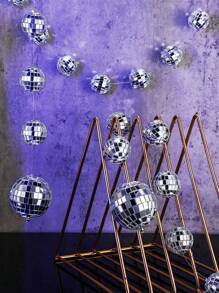 1Set Disco Mirror Ball Silver Hanging String, Festival Themed Party & Birthday Decoration, Disco Music Themed Parties, Wedding & Dance Music Festival, Home Decorations