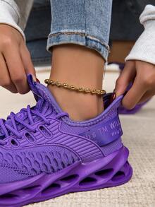 [Rozmiar o połowę większy] 1 para damskich modnych, jednokolorowych, oddychających butów do biegania, antypoślizgowych butów sportowych na świeżym powietrzu, miękka gruba podeszwa, wzrost wysokości, klasyczne, grube trampki, amortyzujące, lekkie, wygodne, siatkowe, codzienne, wsuwane trampki do użytku na zewnątrz, w szkole, w podróży, na spacerze