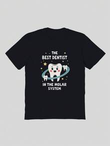 Dentist Tooth Pure Cotton Men's T-Shirt Comfort Fit - Black - View 1