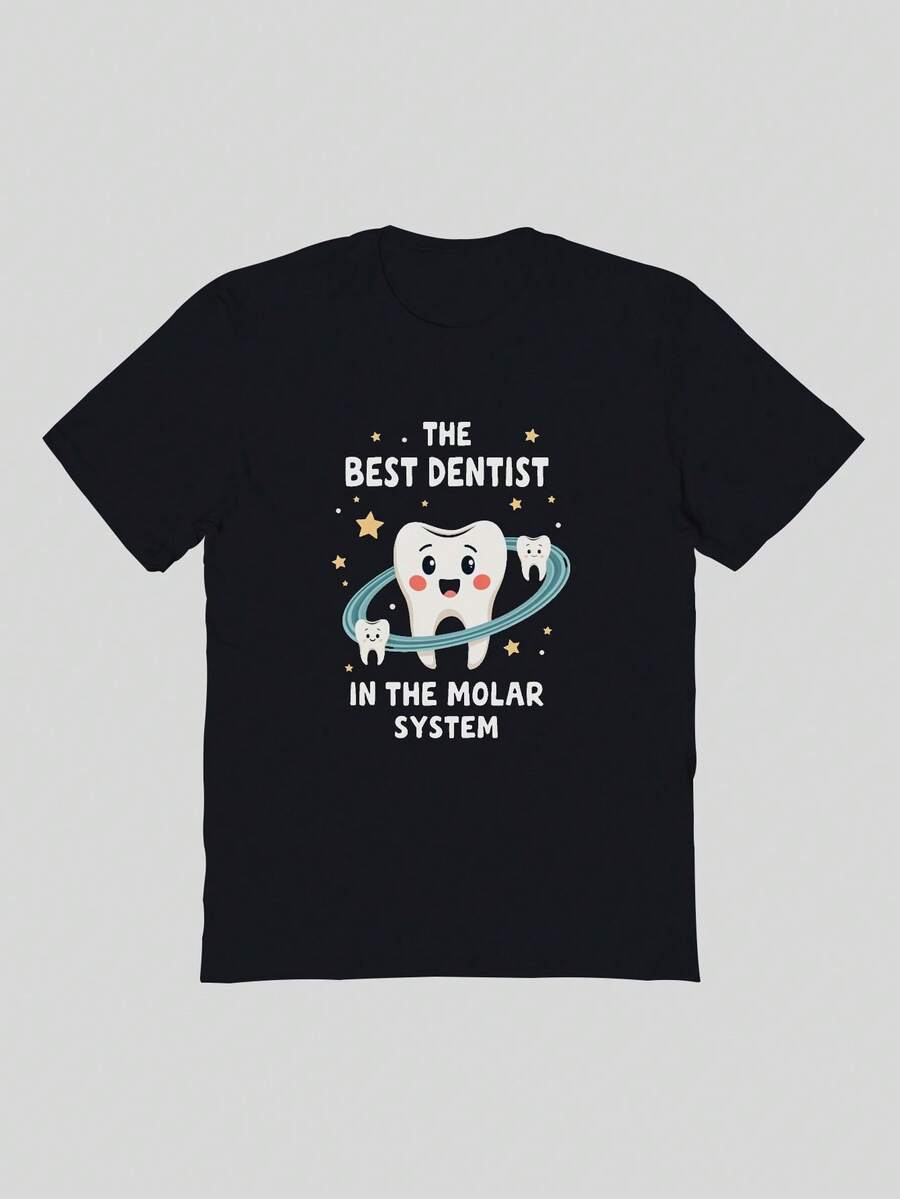 Dentist Tooth Pure Cotton Men's T-Shirt Comfort Fit - Black - View 1