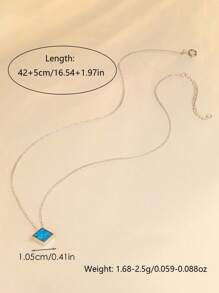 1pc 925 Silver Minimalist Geometric Shape (Square/Round/Heart/Teardrop) Australian Opal Pendant Necklace