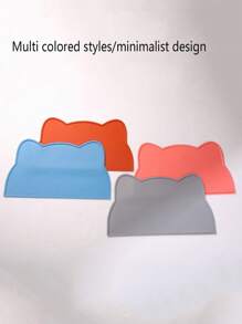 1 pièce Tapis de table pour chat et chien en silicone, en forme de tête de chat, facile à nettoyer, anti-déversement. Tapis de gamelle pour animaux de compagnie, imperméable, avec rebord antidérapant anti-fuite. Tapis de table pliable et isolant en forme de nuage, fournitures pour animaux de compagnie