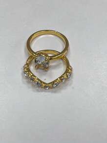 2pcs/Set Luxury Elegant Oval Shape Ring Set Inlaid Shiny Zirconia For Women Wedding Engagement Party Festival Jewelry Accessories