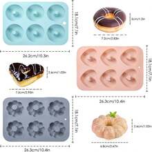 Set Cetakan Kue Silikon 3 Buah - Tahan Panas & Anti Lengket, Cocok untuk Kue, Donat, Biskuit, dll. - Termasuk Bentuk Hati, , dan Bulat - Sempurna untuk Dapur Rumah, Acara Kumpul-kumpul, Jeli Cokelat, Loyang Roti, dan Peralatan Dapur - MultiWarna - View 5