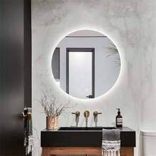 Glass Round Bathroom Mirror With LED Lights Wall Mounted 3 Colours Dimmable IP54 Waterproof Touch Switch - 80*80cm - View 3