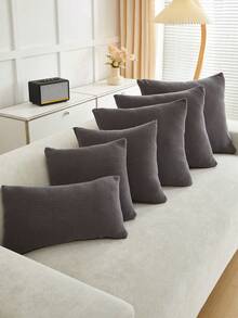 1 peça capa de almofada elástica jacquard fronha simples cor sólida almofadas de lã conjunto de proteção de fronha de sofá sala de estar quarto estudo conjunto de fronhas ao ar livre almofadas decorativas para quarto - Cinza escuro - Ver 8