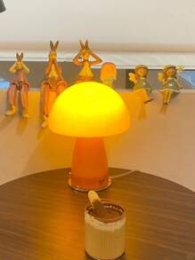 LED Orange/White Glass Mushroom Ambiance Table Lamp, Iron Body, For Living Room, Bedroom, Bedside, Office Decorative Lighting, Birthday Gift, USB Plug, Easy To Carry Outdoor Lighting Cosy Night Lamp, Adjustable Brightness
