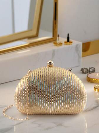 优雅奢华的女士亮片晚宴包、手包、化妆包、单肩包、带金属链的钱包，适合舞厅、婚礼、派对、新娘